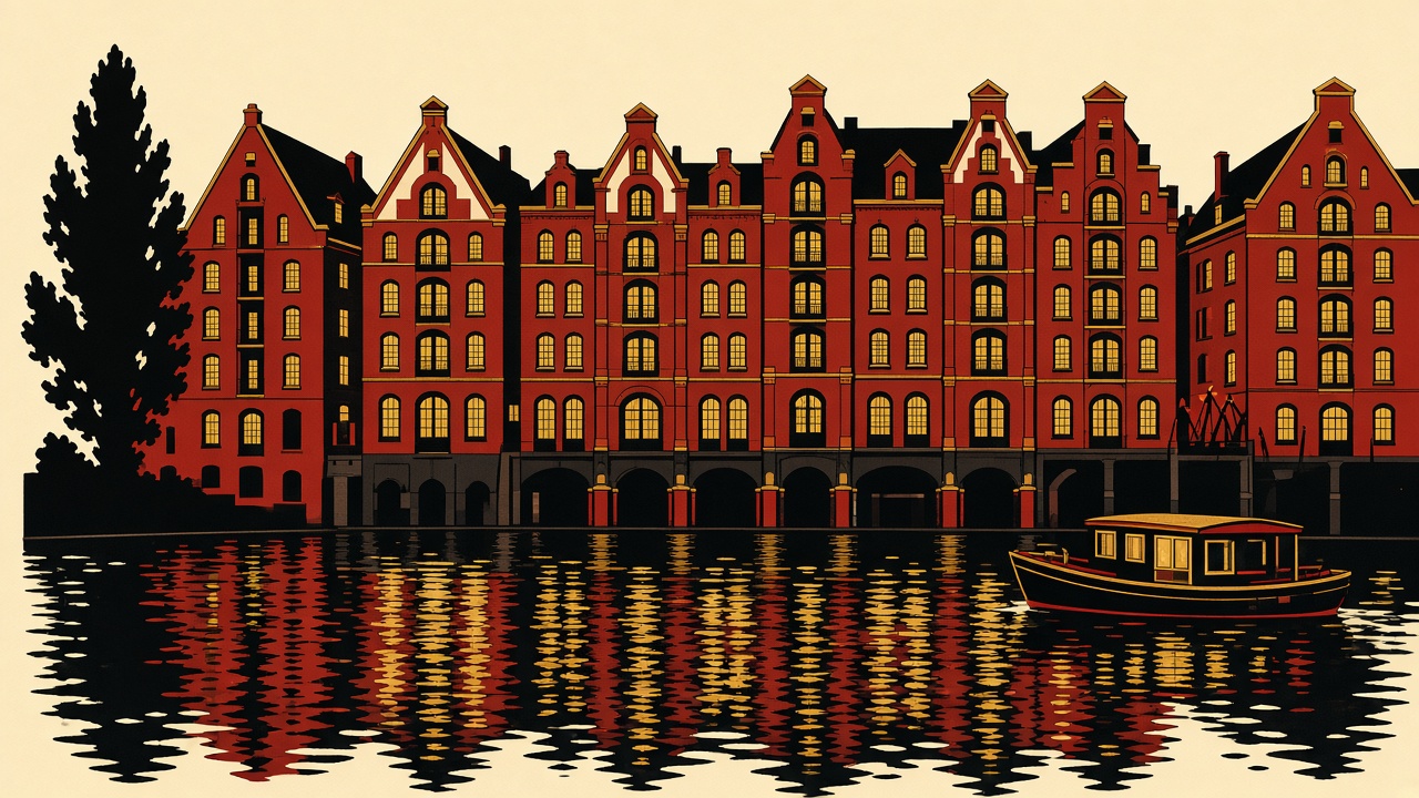 Ilustración de los almacenes de Hamburgo